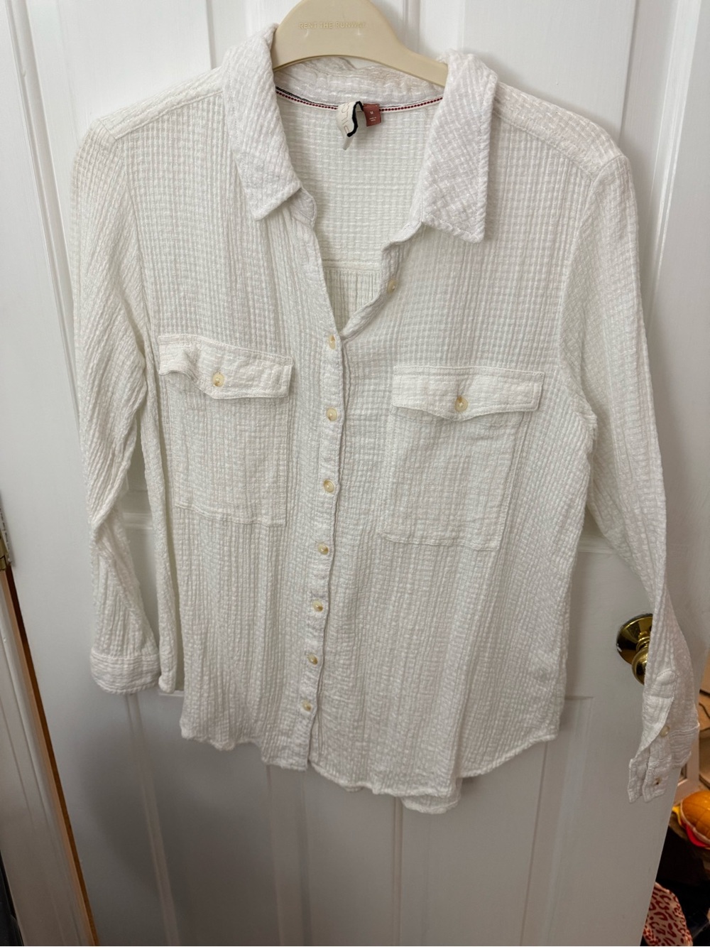 Pilcro Cream Textured Button-Down Shirt